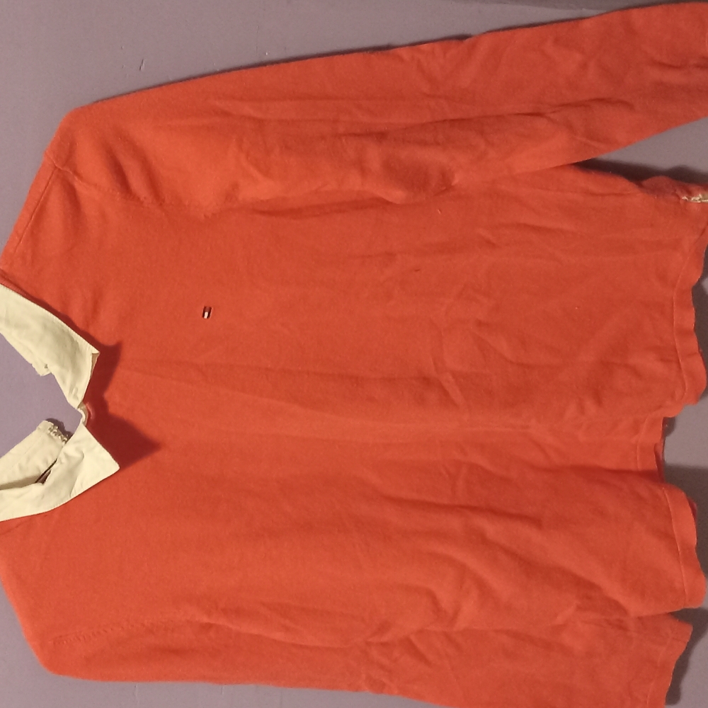 Tommy Hilfiger Orange Blouse with White Collar